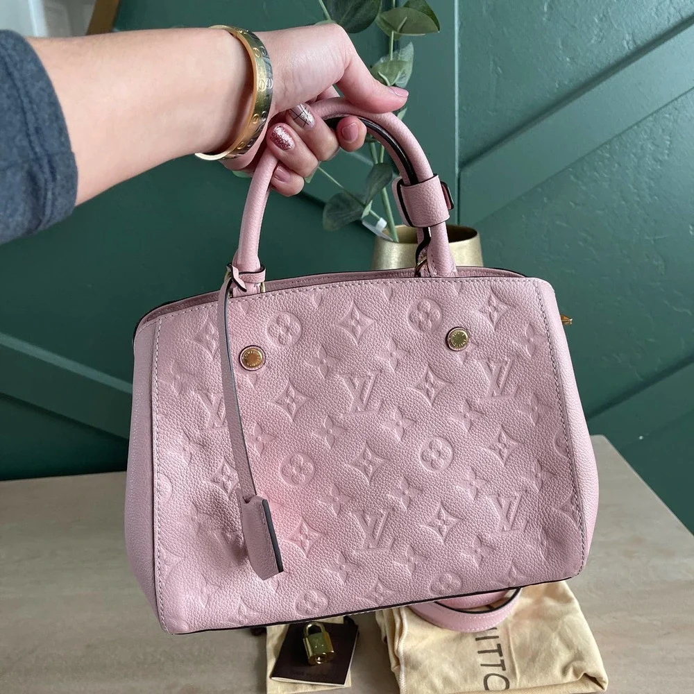 ❌SOLD❌Mint Louis Vuitton Montaigne BB Empreinte Leather Rose Poudre Bag SP1195 - Picture 4 of 15